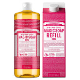 Dr. Bronner's Rose Castile bottle, 32oz, ideal for body wash.