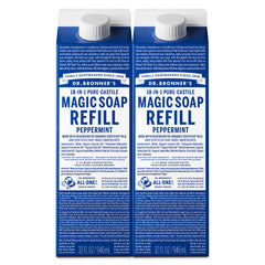 Dr. Bronner's Peppermint refill bottle 32 oz for body care and home cleaning