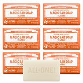 Dr. Bronner's Tea Tree Bar Soap packaging highlights recycled materials.
