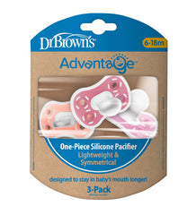 Dr. Brown's Advantage One-Piece Pacifier offers reversible placement for easy usage
