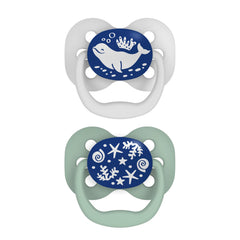 Dr. Brown's Advantage reversible pacifier for easy mouth placement.