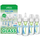 Dr. Brown's Anti-Colic Options+ glass bottle with vent system reduces spit-up risk