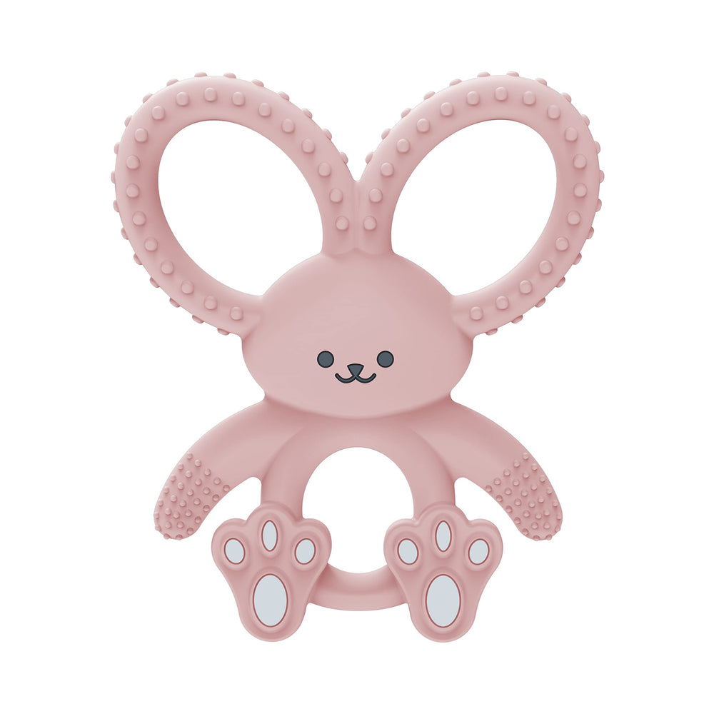 Dr. Brown's Flexees Bunny Teether pink front view soothes gums.