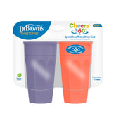Dr. Brown's Milestones Cheers 360 spoutless cup in coral demonstrates spill-free learning for toddlers.