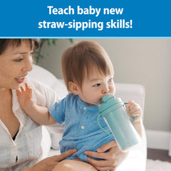 Dr. Brown's Milestones insulated straw cup with easy-grip handles for tiny hands.