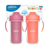 Dr. Brown's Milestones insulated straw cup pink coral 2-pack for on-the-go hydration