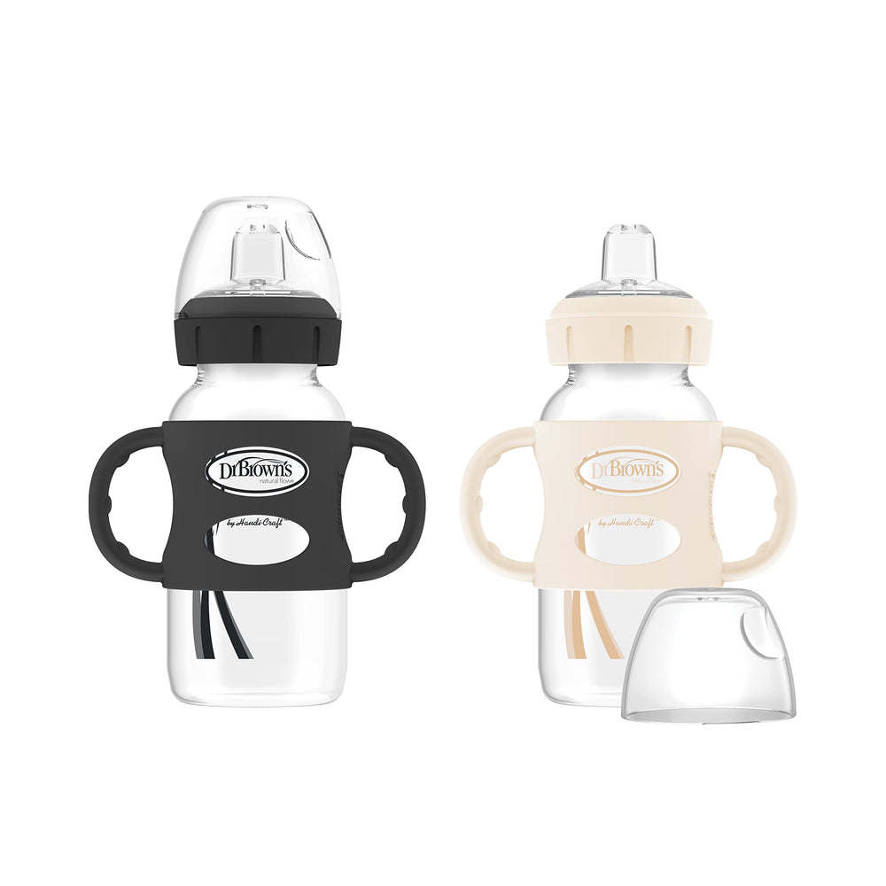 Dr. Brown's Milestones wide-neck bottle with sippy spout for easy transition.