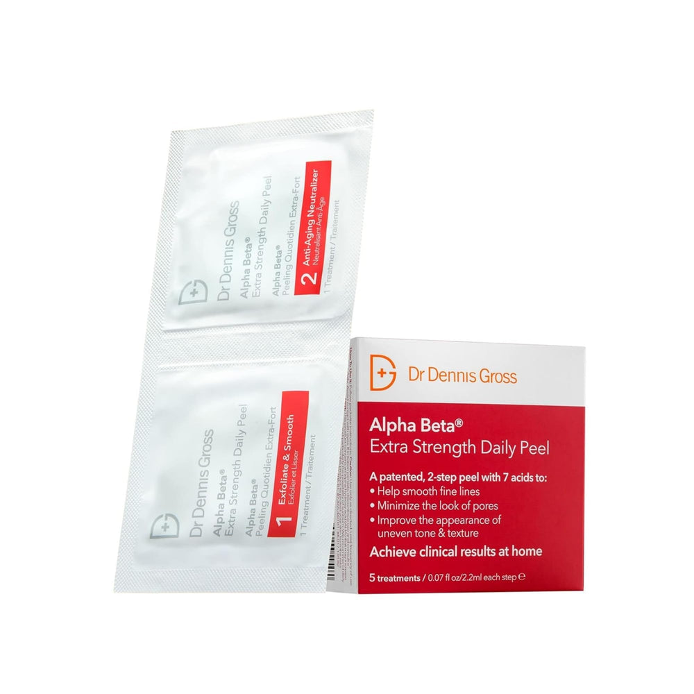 Dr Dennis Gross Alpha Beta Daily Peel Step 1 pad application for brighter, smoother skin