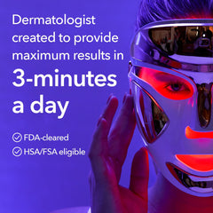 Dr Dennis Gross FaceWare Pro worn on the face for hands-free 3-minute light therapy.