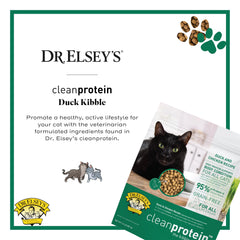 Dr. Elsey's Cleanprotein Duck Cat Kibble served in a bowl for mealtime.