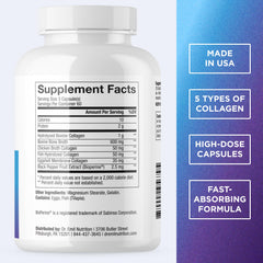 Closeup of DR. EMIL NUTRITION capsules, hydrolyzed collagen for hair and nails