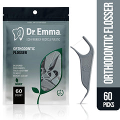 Dr. Emma orthodontic flossers gray mint two-pack for convenient braces maintenance
