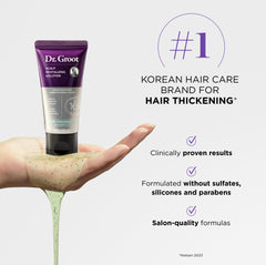 Dr Groot exfoliating cleanser image highlights cleansing and scalp refreshment