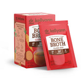 Dr. Kellyann beef bone broth packets ready to serve for a protein-rich snack.