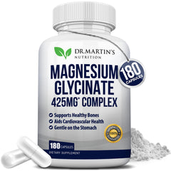 DR. MARTIN'S NUTRITION magnesium glycinate 425mg bottle front view showing potency and clarity