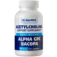 Dr. Maxwell Acetylcholine bottle front view with dual-action formula for memory support