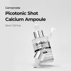 Dr.Melaxin Cemenrete Picotonic Shot serum application close-up highlights smooth texture.