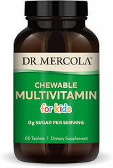Dr. Mercola Kids Multivitamin front label with orange flavor for daily nutrition.