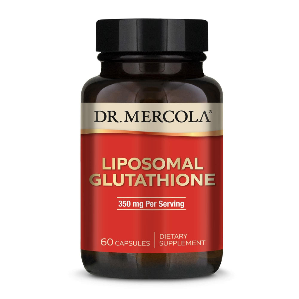 Dr. Mercola Liposomal Glutathione bottle front shows antioxidant support