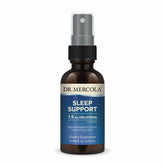 Dr. Mercola Sleep Support melatonin spray bottle promotes restful nights.
