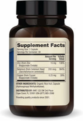 Dr. Mercola Zinc Plus Selenium bottle back shows non-GMO and gluten-free labeling.