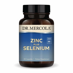 Dr. Mercola Zinc Plus Selenium bottle front for daily immune-support use.