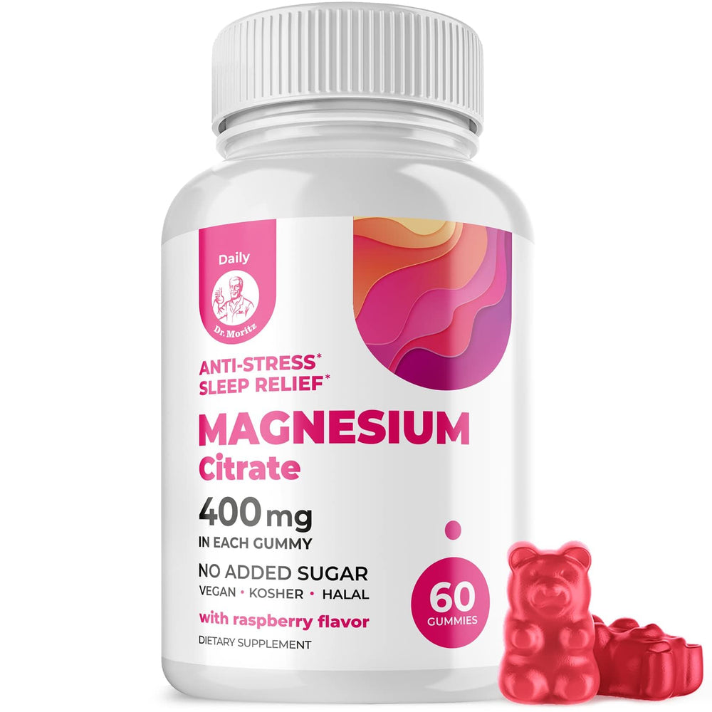 DR. MORITZ Magnesium Citrate Gummies bottle view highlighting sugar-free formula