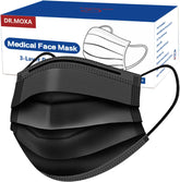 DR.MOXA 100-pack black disposable mask in pack shot for daily use