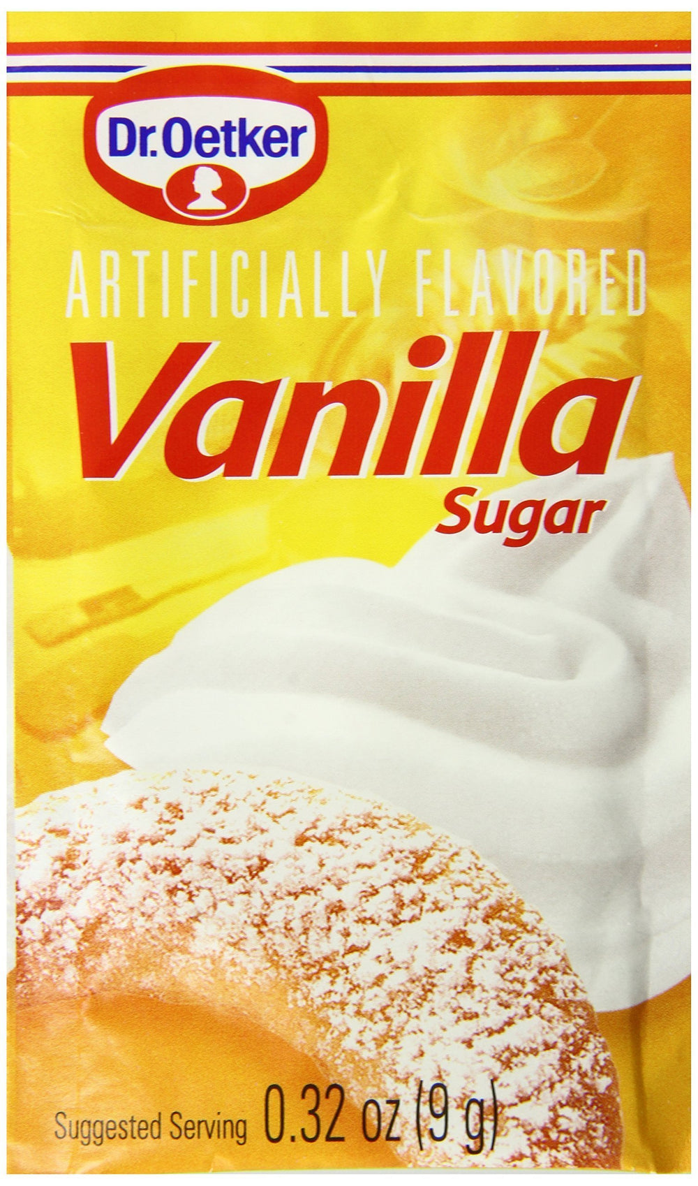 Dr. Oetker Vanilla Sugar 12-pack shown in a baking setup, adds rich flavor to pastries.