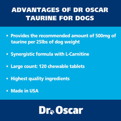 Daily dose guidance for Dr. Oscar taurine chews per 25 lbs