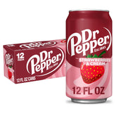 Dr Pepper Strawberries and Cream can on table, bold 23-flavor blend ready to enjoy.