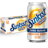 Dr Pepper Sunkist Zero Sugar orange soda can front, bold citrus flavor without calories.
