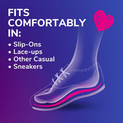 Dr. Scholl's Love Your Sneakers insoles show arch support and heel cup for stability.