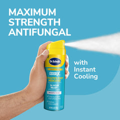 Lab-like backdrop highlighting Dr. Scholl's Odor-X foot care science.
