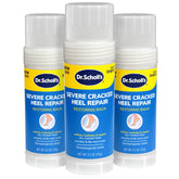 Dr. Scholl's Severe Cracked Heel Repair Balm bottle showing deep hydration from 25% urea.