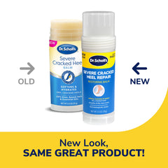Dr. Scholl's Balm being dispensed for targeted treatment on dry heel skin.