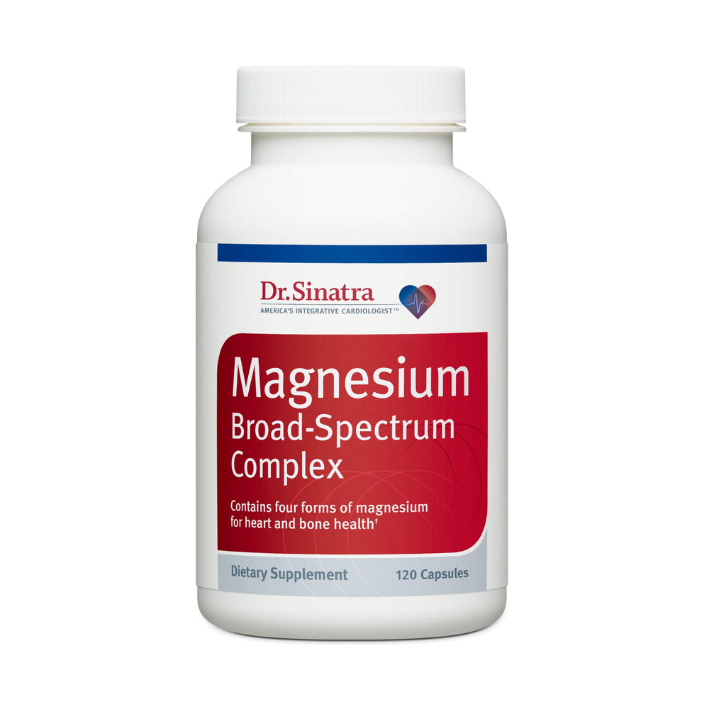 Dr. Sinatra Magnesium Broad-Spectrum bottle for daily heart-support supplement.