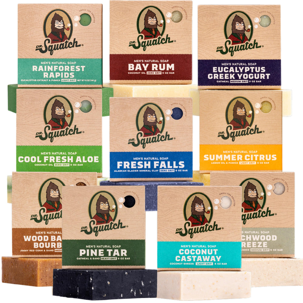 Dr. Squatch Birchwood Breeze bar delivers rich lather for a refreshing morning shower.
