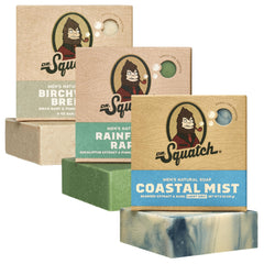 Dr. Squatch Coastal Mist bar soap shown with refreshing aroma for daily grooming.
