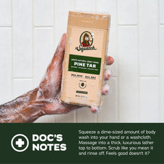Coastal Mist lather from Dr. Squatch provides rich foam and scent.