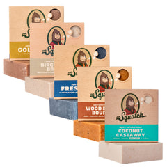 Dr. Squatch Coconut Castaway bar soap for a refreshing cleanse and tropical aroma.