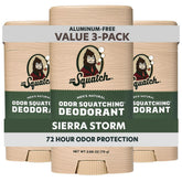 Dr. Squatch Mountain Meadow deodorant 3-pack front view for natural odor protection.