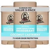 Dr. Squatch Coconut Castaway deodorant stick front view for long-lasting freshness.