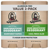Dr. Squatch Rainforest Rapids deodorant bottle showing natural odor protection for daily use