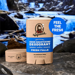 Dr. Squatch Fresh Falls deodorant stick back label showing natural ingredients