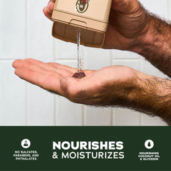 Dr. Squatch Lumberjack Lodge bottle offers rugged hydration for daily washing.