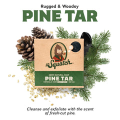 Dr. Squatch Pine Tar bar — deep cleanse with rugged, outdoorsy scent for tough skin days
