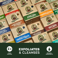 Dr. Squatch Sandalwood Summit bar delivering woody scent and skin-friendly cleanse.