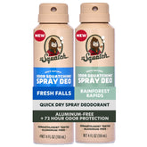 Dr. Squatch spray bottle showing quick-dry deodorant for daily freshness