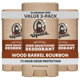 Dr. Squatch Wood Barrel Bourbon deodorant stick front view for enduring freshness